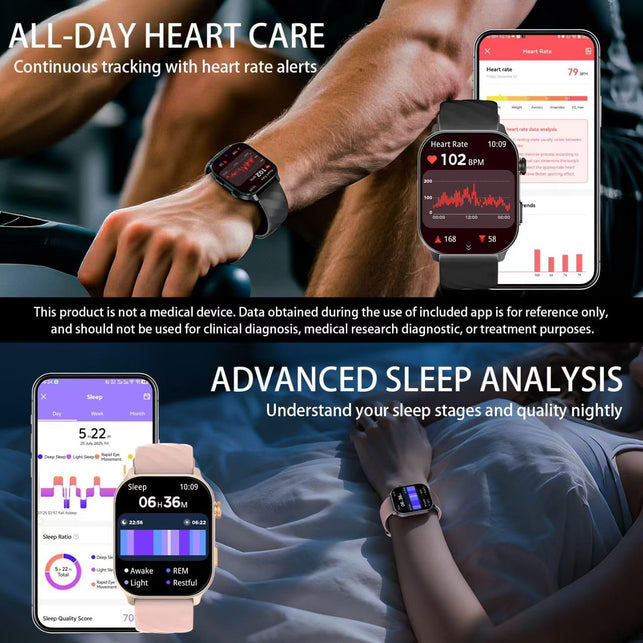 Bostbo Smart Watch [Answer/Make Calls] 2.01" TFT Screen,Smart Watch for Men Women,1Atm Waterproof,100+ Sport Modes,Built-In Gps,With Ios & Android