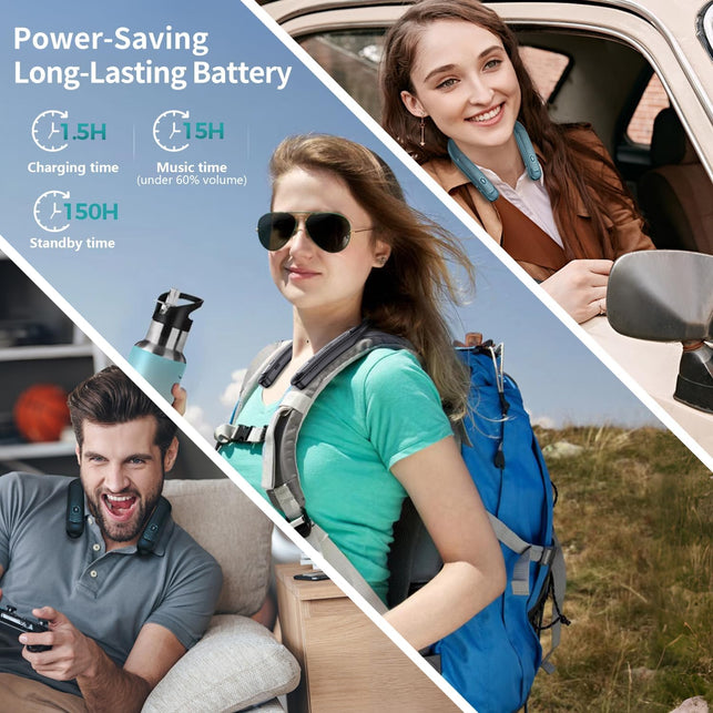 Gardway Neckband Bluetooth Speaker, Wireless Wearable Speaker W/Lightest 78G Weight, High Fidelity 3D Stereo Sound, 12 Hrs Playtime, Portable Speakers W/Built-In Mic for Home, Office and Outdoors