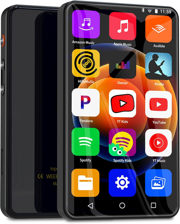 144GB Portable MP3 Player with Bluetooth and Wifi, Ninsiden 4" HD Full-Color Touch Screen MP3 Music Player with Spotify,Amazon Music,Pandora,Youtube,Android Mainstrem Media MP4 Player for Kids,Black
