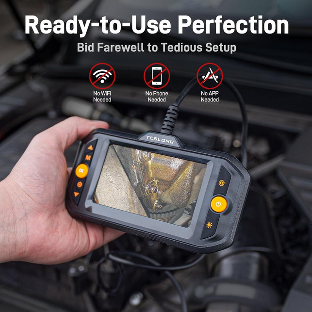 Teslong Dual Lens Endoscope with Light, Mechanic Borescope Inspection Camera, Fiber Optic Scope, Flexible Snake Probe for Automotive, HVAC, Wall & Home Inspections (16.5FT)