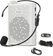 SHIDU Voice Amplifier, Bluetooth Power Voice Amplifier for Teachers Rechargeable Personal Speakers Microphone Headset Support MP3 Format AUX FM for Classroom Tour Guide Training Meeting Speech