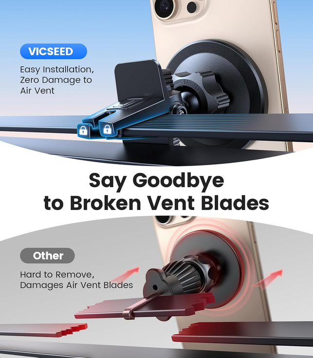VICSEED Magnetic Phone Holder for Car [Strongest Magnet Power] Magnetic Phone Mount 360° Adjustable Air Vent Magsafe Car Mount Fit for Iphone 14 13 12 Pro Max plus Mini Magsafe Case All Phones