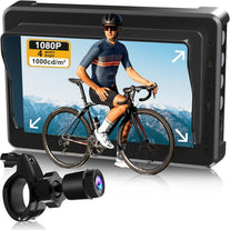 PARKVISION Handlebar Bike Mirror, Bicycle Rear View Camera with Anti-Glare Sunshade, 4.3'' HD 1080P Monitor, 120°/100°/80°/60° Wide Angle View, 10000Mah Battery, Bike Camera for Mountain