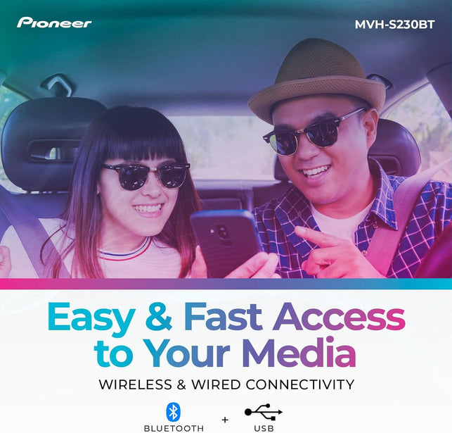 Pioneer MVH-S230BT 1-Din Digital Media Receiver – Bluetooth, USB, 50W X 4 Output, AM/FM Radio, Iphone/Android Compatible, Front/Sw (Mono) Selectable RCA Output