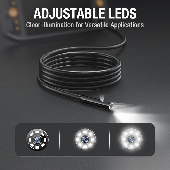 Teslong Dual Lens Endoscope with Light, Mechanic Borescope Inspection Camera, Fiber Optic Scope, Flexible Snake Probe for Automotive, HVAC, Wall & Home Inspections (16.5FT)