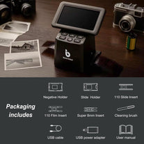 BEONEGLOBAL Clearscan S5 Film Scanner High-Resolution Film&Slide Scanner with 5” LCD – Convert 135, 126, 110 Super8 Negatives and Slides to 24MP Digital JPEG Photos Quickly