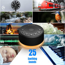 Easysleep Sound White Noise Machine with 25 Soothing Sounds and Night Lights with Memory Function 32 Levels of Volume and 5 Sleep Timer Powered by AC or USB for Sleeping Relaxation (Black)