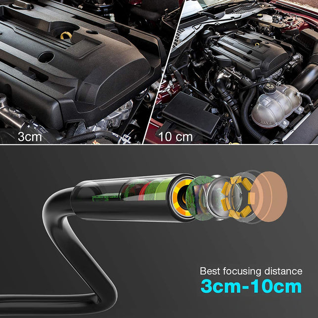 SKYBASIC Industrial Endoscope, 1080P HD Digital Borescope Camera, Waterproof, 4.3 Inch LCD Screen, Semi-Rigid Cable, 32GB TF Card, 6 LED Lights, 16.5FT