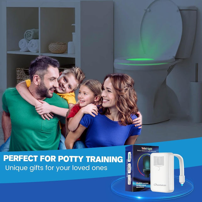 CHUNACE 16-Color Toilet Night Light, Motion Activated Detection Bathroom Bowl Lights, Unique & Funny Birthday Gifts Idea for Dad Teen Boy Kids Men Wom