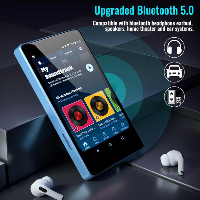MP3 Player for Kids with Spotify, Parental Controls, Spotify Kids, Audible, Amazon Music, Libby, 4.0" IPS Kids MP4 Music Player up to 512GB (Blue)