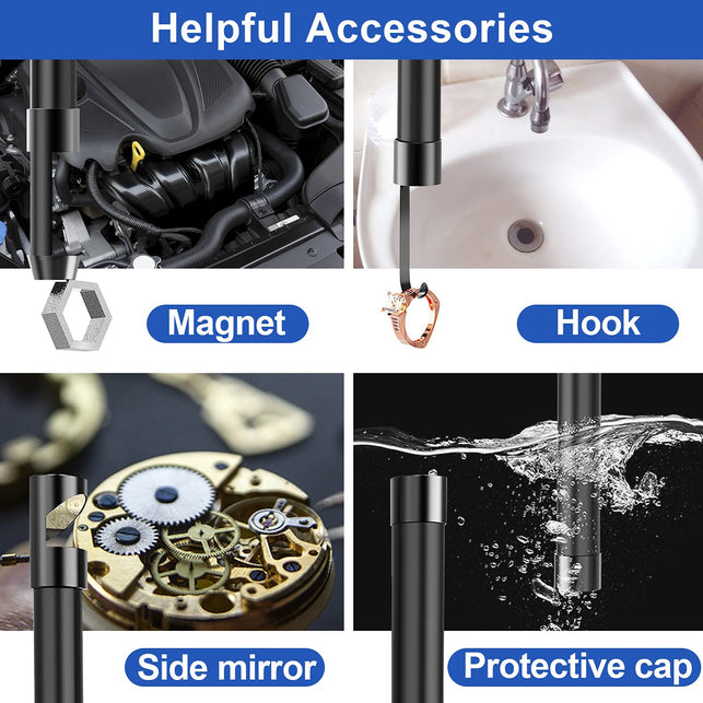 SKYBASIC Industrial Endoscope, 1080P HD Digital Borescope Camera, Waterproof, 4.3 Inch LCD Screen, Semi-Rigid Cable, 32GB TF Card, 6 LED Lights, 16.5FT