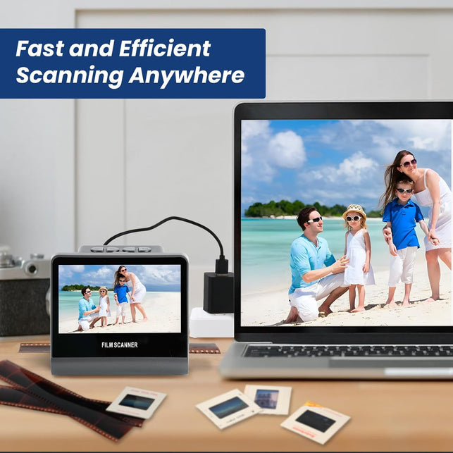 22MP Film and Slide Scanner with 5” LCD Screen, Convert Negatives & Slides 35Mm, 126, 110 Film to High Resolution JPEG Digital Photos (Large)
