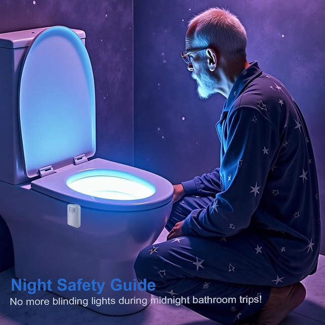 CHUNACE 16-Color Toilet Night Light, Motion Activated Detection Bathroom Bowl Lights, Unique & Funny Birthday Gifts Idea for Dad Teen Boy Kids Men Wom