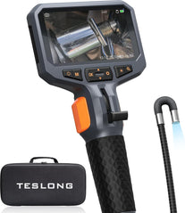 Teslong Two-Way Articulating Borescope with Light, Industrial Endoscope Inspection Camera with Articulated Probe, Flexible Mechanic Fiber Optic Snake Scope Cam for Wall Automotive Engine Inspect-5Ft