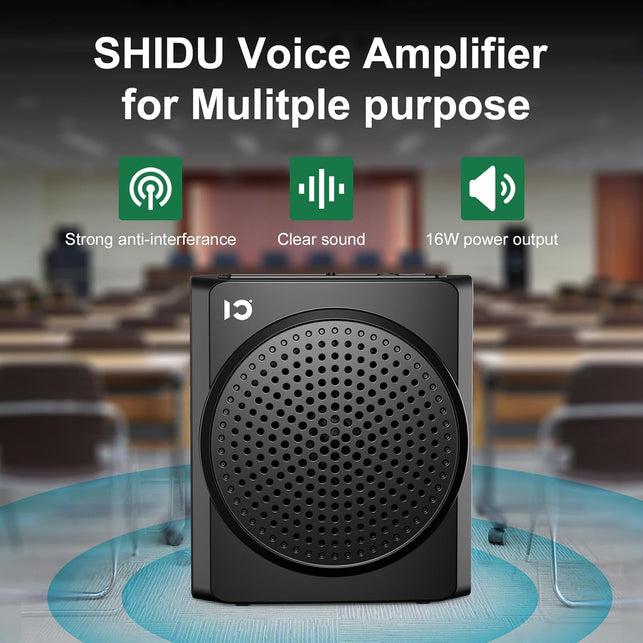 SHIDU 18W Portable Voice Amplifier for Teacher, Voice Amplifier with Wireless Lavalier Microphone, Bluetooth Microphone and Speaker for Classroom, Training, Speech