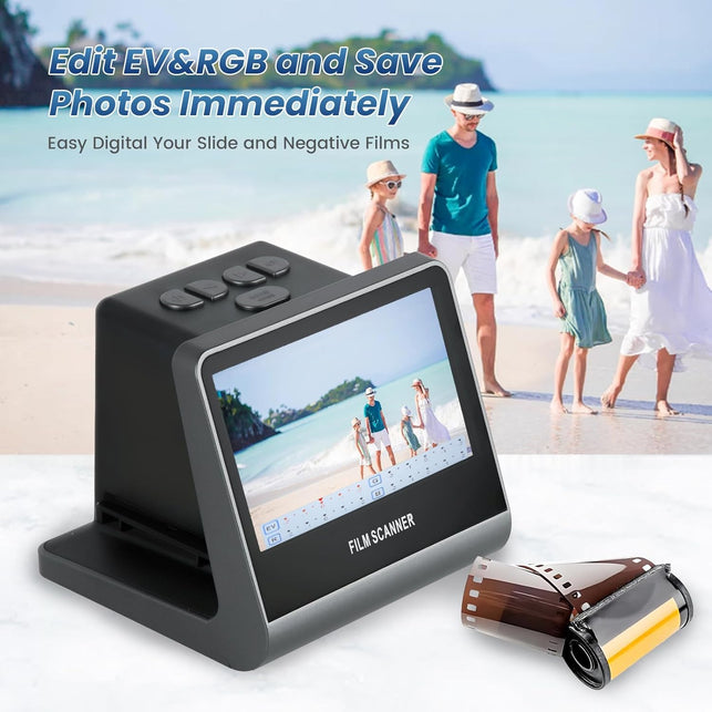 22MP Film and Slide Scanner with 5” LCD Screen, Convert Negatives & Slides 35Mm, 126, 110 Film to High Resolution JPEG Digital Photos (Large)