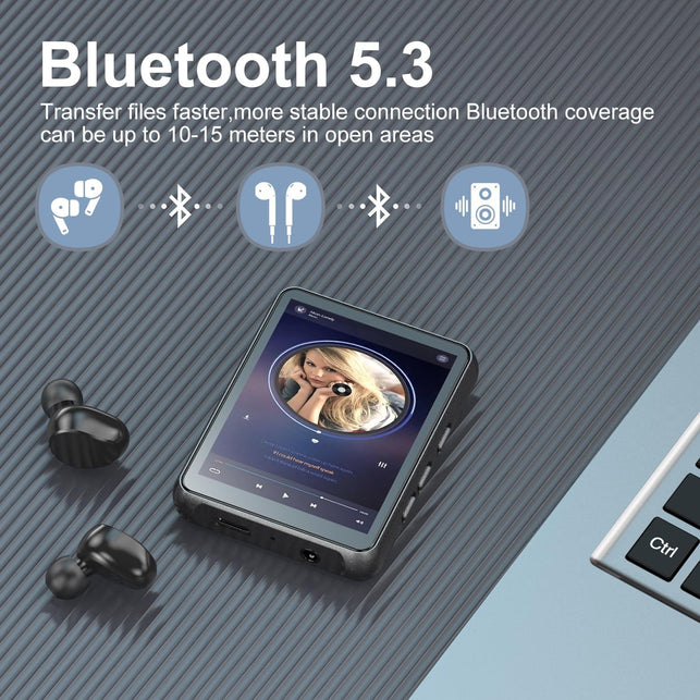 64GB MP3 Player Bluetooth 5.3 Touch Screen Music Player Portable Mp4 Player with Speakers High Fidelity Lossless Sound Quality 2.4 Inch Mp3 FM Radio Recording E-Book