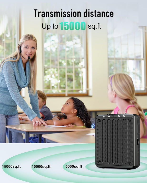 SHIDU 20W Voice Amplifier Wireless Lavalier Microphone Bluetooth Voice Amplifier for Teachers Portable Microphone with Speaker for Classroom,Speech, Meeting,Yoga,Outdoors