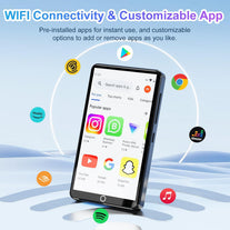 MP3 Player with Bluetooth and Wifi, 80GB MP4 Player with Camera, 4.02" HD Touchscreen Android MP3 Player with Spotify, Audible, Amazon Music, Deezer, Music Player with Speaker, FM Radio, up to 512GB