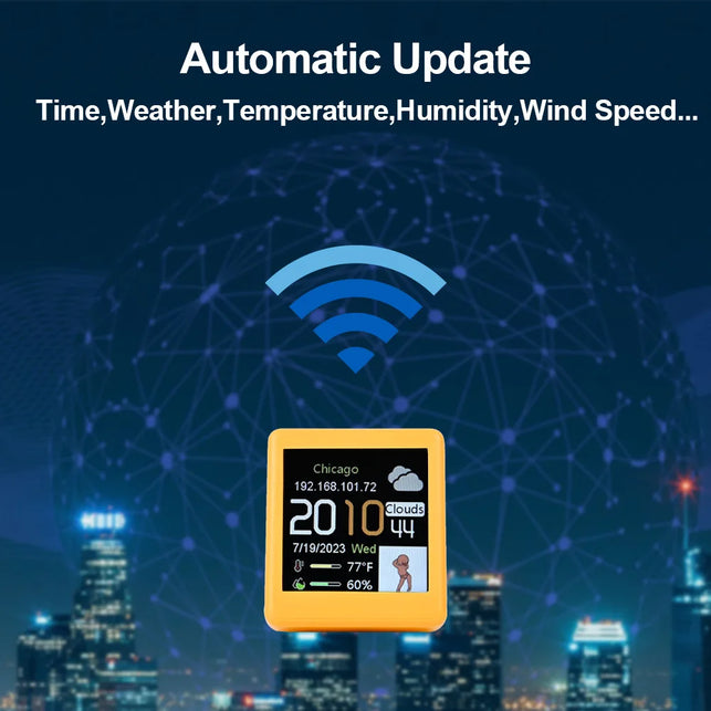 MINI Size Smart WIFI Weather Forecast Station Clock for Gaming Desktop Decoration. DIY Cute GIF Animations and Electronic Album