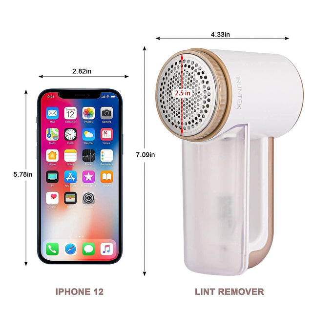 Iruntek Rechargeable Fabric Shaver, Electric Commercial Lint Remover with LED Display & Big Trash Box, 3-Speeds for Removing Fuzz and Pill from Clothes, Furniture, Sweater, Couch and Blanket, White