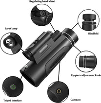 80X100 HD Monoculars with Lights Portable Monocular for Adults Outdoor Stargazing Bird Hiking Hunting HD Monoculars with Lights Observe Wildlife Black