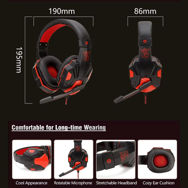 Occkic Subwoofer Gaming Headphone with Mic Over-Ear Headphones Bluetooth 5.3 40Mm Driver 2.4G Cable RGB Headsets