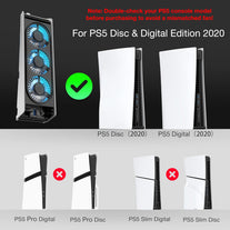 MEQI PS5 Cooling Fan, MEQI PS5 Accessories Upgraded Quiet Cooler Fan with LED Light & USB 3.0 Hubs, Efficient Cooling Station for Playstation 5 Disc/Digital Edition