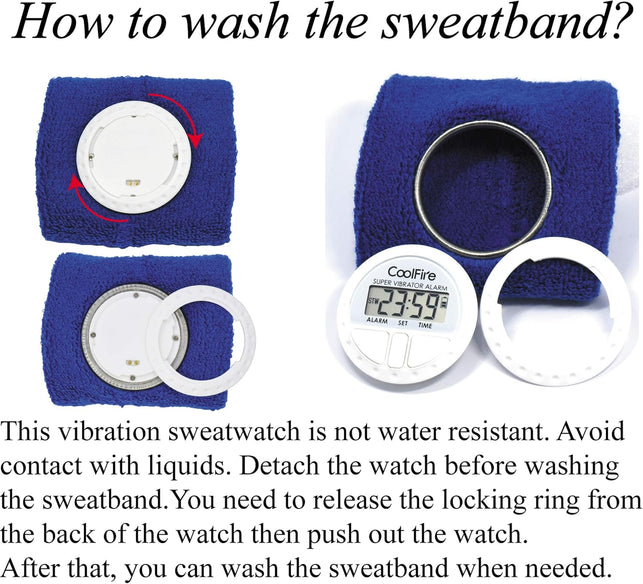 Coolfire Vibrating Alarm Clock - Silent Alarm Wristband Vibrating Alarm Watch. Silent Wrist Shock Alarm Clock. Vibration Alarm Bracelet Deep Sleeper & Vibrate Alarm