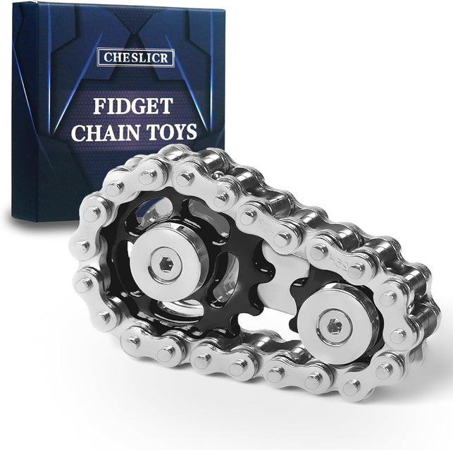Fidget Spinner Toy for Adults Metal Figette Bike Chain Easter Basket Stuffer for Adult Men Pain Stim ADHD Teen Cool Gadgets Quiet Desk Offices Anxiety Relief Items Stress Tool Sensory Spiky - Black