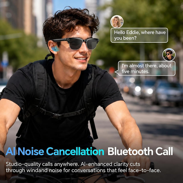 AI Smart Glasses with 4K Camera, Anti-Blocking Sensor & Dual-Mic ENC for HD1080P Videos,Ai Translation,Ai Voice Assistant,Bluetooth Audio,Sunglasses,Lightweight for Travel,Business