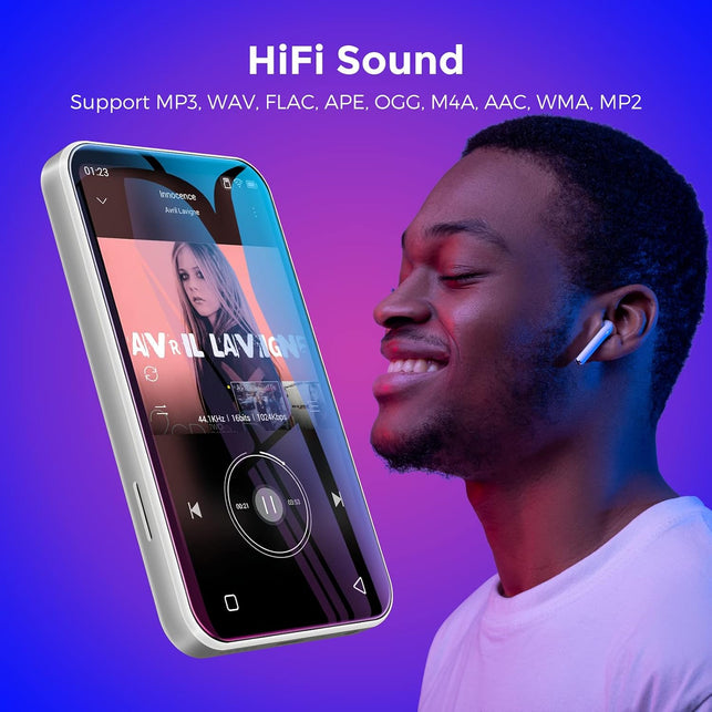 72GB Wifi Mp3 Player with Bluetooth, TIMMKOO 4.0" Full Touch Screen Mp3 Mp4 Player, Portable Hifi Sound Walkman Digital Music Player with FM Radio,Recorder, Ebook,Clock, Browser (White)