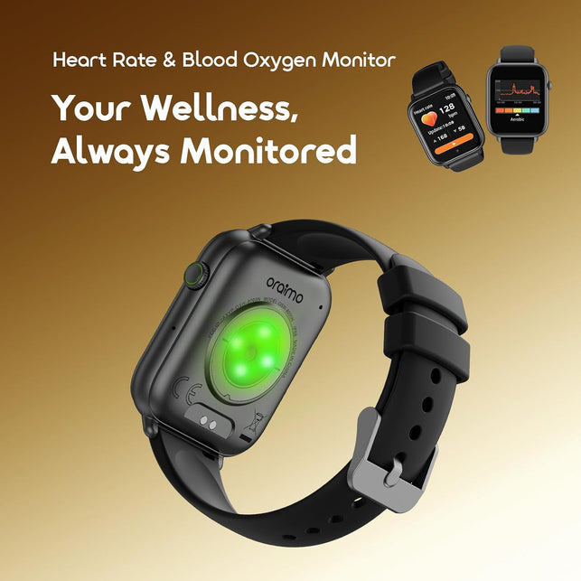 Oraimo Watch 6N Smart Watch, 1.83" HD Touch Screen, AI Watch Faces, Heart Rate & Spo2 Monitor, 7-Day Battery, IP68 Waterproof, 100 Workout Modes, Wireless HD Calling, Anti-Scratch Glass, IOS & Android