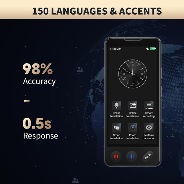 AI Language Translator Device, 2026 Upgraded Translator No Wifi Needed, Support Chatgpt, Voice Instant Two-Way 150 Language Translator, Offline/Recording/Photo Translation for Business Travel