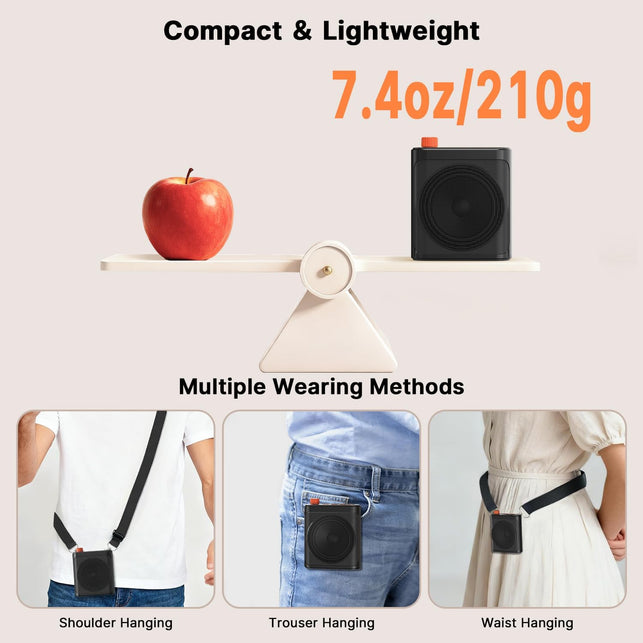 Yayusi Wireless Voice Amplifier for Teachers with 2 Magnetic Lavalier Mics, Hands Free Mini Portable Microphone and Speaker with Lanyard, Rechargeable Teacher Microphones for Classroom/Meetings/Speech
