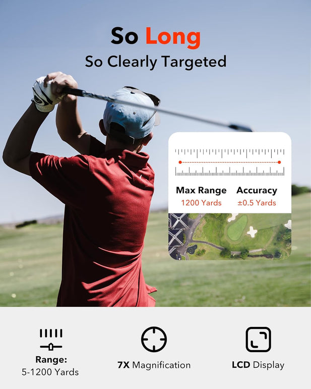 REDTIGER 1200 Yards Golf Range Finder with Slope, 7X Magnification
