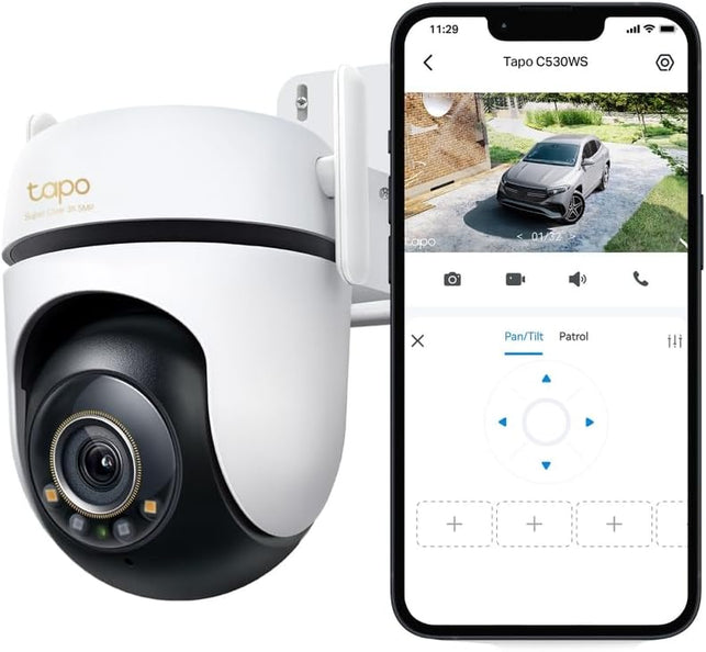 Tapo C530WS Outdoor Pan/Tilt 3K 5MP Security Cam, AI Detection, 2-Way Audio