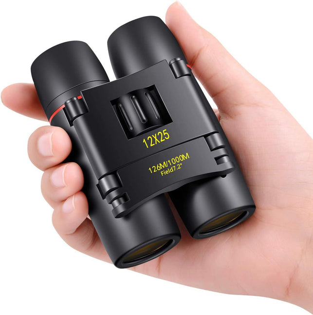 POLDR 12X25 Small Pocket Binoculars Compact Adults,Mini Kids Binoculars Boys for Bird Watching,Concert Theater Opera