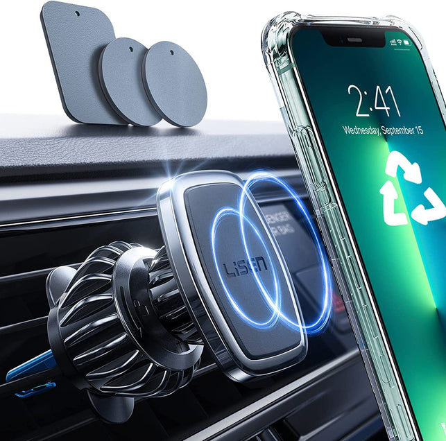 [6 Strong Magnet] LISEN Car Phone Holder，Magnetic Phone Holder [Easily Install] Air Vent Mobile Phone Holder for Car Mount Case Friendly Car Phone Mount Fit Iphone 15 Holder for Smartphone & Tablet