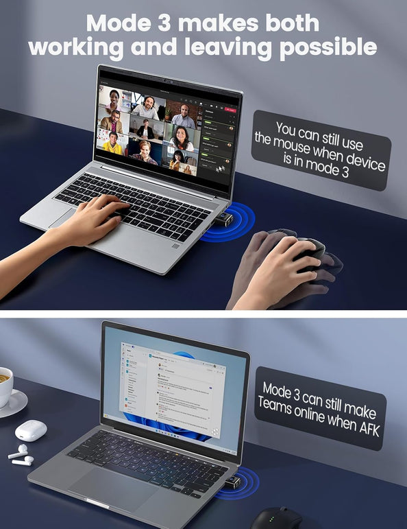 Meatanty USB Mouse Jiggler Tiny Undetectable Mouse Mover with Separate Mode and ON/OFF Buttons,Digital Display and Protective Cover,Supports Multi-Track,Driver-Free,Plug-And-Play Keeps Pc/Laptop Awake