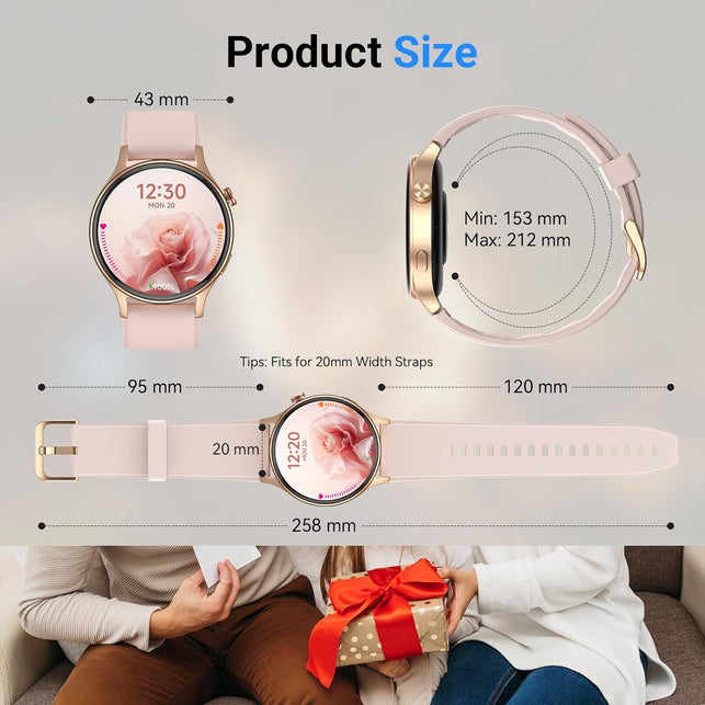 Aeac Smart Watch for Women,1.32" AMOLED Touchscreen Fitness Tracker, Make/Answer Calls, Activity Trackers with Heart Rate/Sleep/Spo2 Monitor,110+ Sport Modes Waterproof Fitness Watch