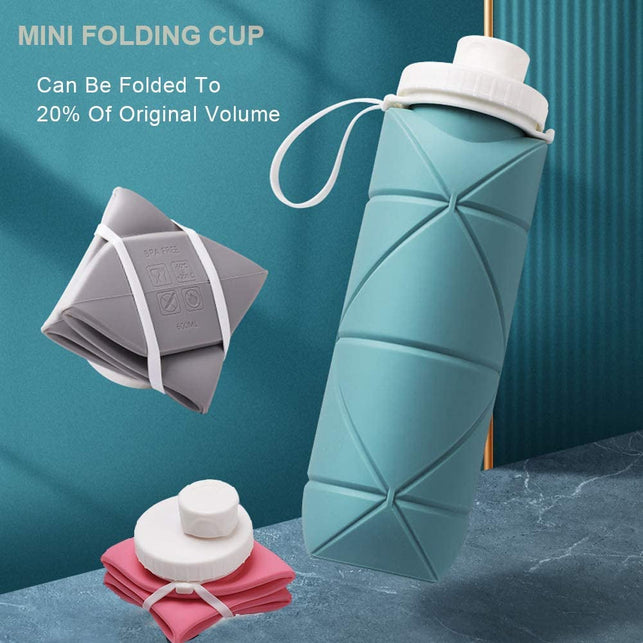 SPECIAL MADE Collapsible Water Bottles Cups Leakproof Valve Reusable BPA Free Silicone Foldable Travel Water Bottle Cup for Gym Camping Hiking Travel Sports Lightweight Durable