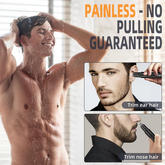Ear and Nose Hair Trimmer Clipper - 2023 Professional Painless Eyebrow & Facial Hair Trimmer for Men Women, Battery-Operated Trimmer with IPX7 Waterproof, Dual Edge Blades for Easy Cleansing Black