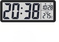 LCD Digital Wall Clock with Silent Temperature Date 12/24 Hour ℃/℉ Switch Desktop Hanging 2 Types of Placement Easy to Use for Bedroom Home Decor Living Room