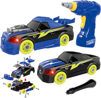 REMOKING Kids Toys for Boys&Girls,Take Apart Racing Car,Stem Building Toys 26 Pieces Assembly Car Toys with Drill Tool, Lights and Sounds,Birthday, for Kids