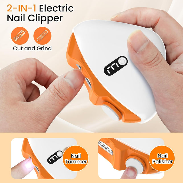 2-In-1 Safety Automatic Electric Nail Clippers for Seniors, 3-Speed