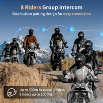Fodsports FX8 Pro Motorcycle Communication Systems with Customized HRSQS Speakers, Dual-Chip Audio Multitasking, One-Click Fast Pairing, Music Sharing, FM 10 Riders Group Intercom, 1 Pack