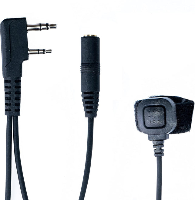 BTECH 2 Pin (K1 Connector) to 3.5MM Adapter with Push-to-Talk Button (Compatible with 2 Pin BaoFeng, Kenwood, BTECH Radios to 3.5mm Headsets with in-l