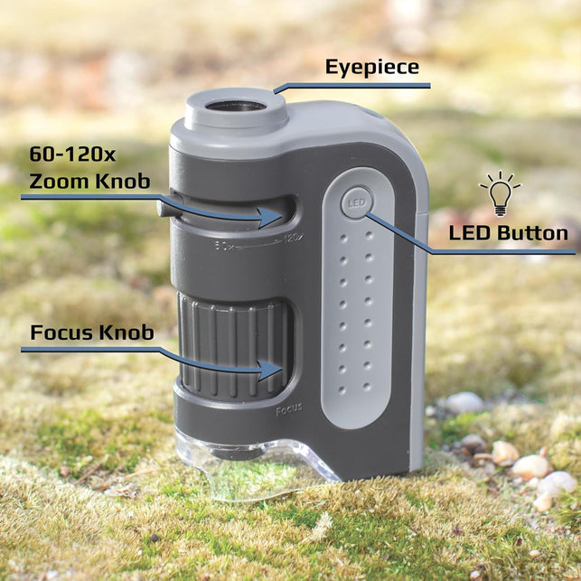 Carson MicroBrite Plus 60x-120x Power LED Lighted Pocket Microscope (MM-300)