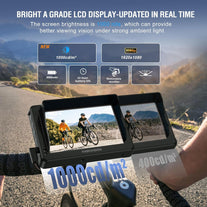 PARKVISION Handlebar Bike Mirror, Bicycle Rear View Camera with Anti-Glare Sunshade, 4.3'' HD 1080P Monitor, 8000Mah Battery, 120° Wide Angle View, Bike Camera for Mountain,Ebike,Road Bike